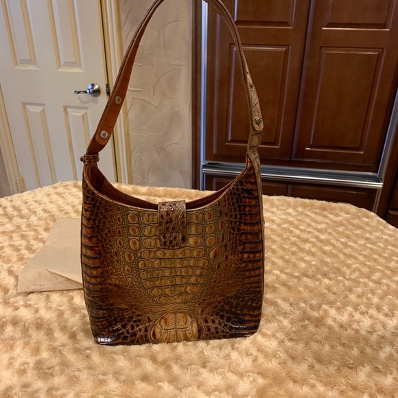 Brahmin Bags Brahmin Pecan Walnut Croc Alligator Leather Adjustable